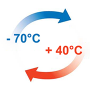 Controlo preciso de temperatura de +40 °C a -70 °C