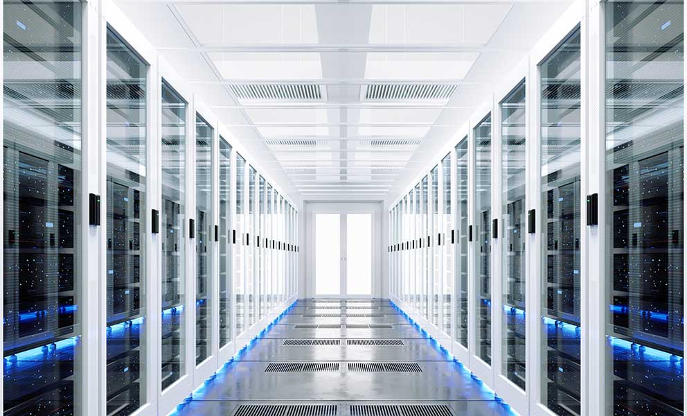 Row of data center servers